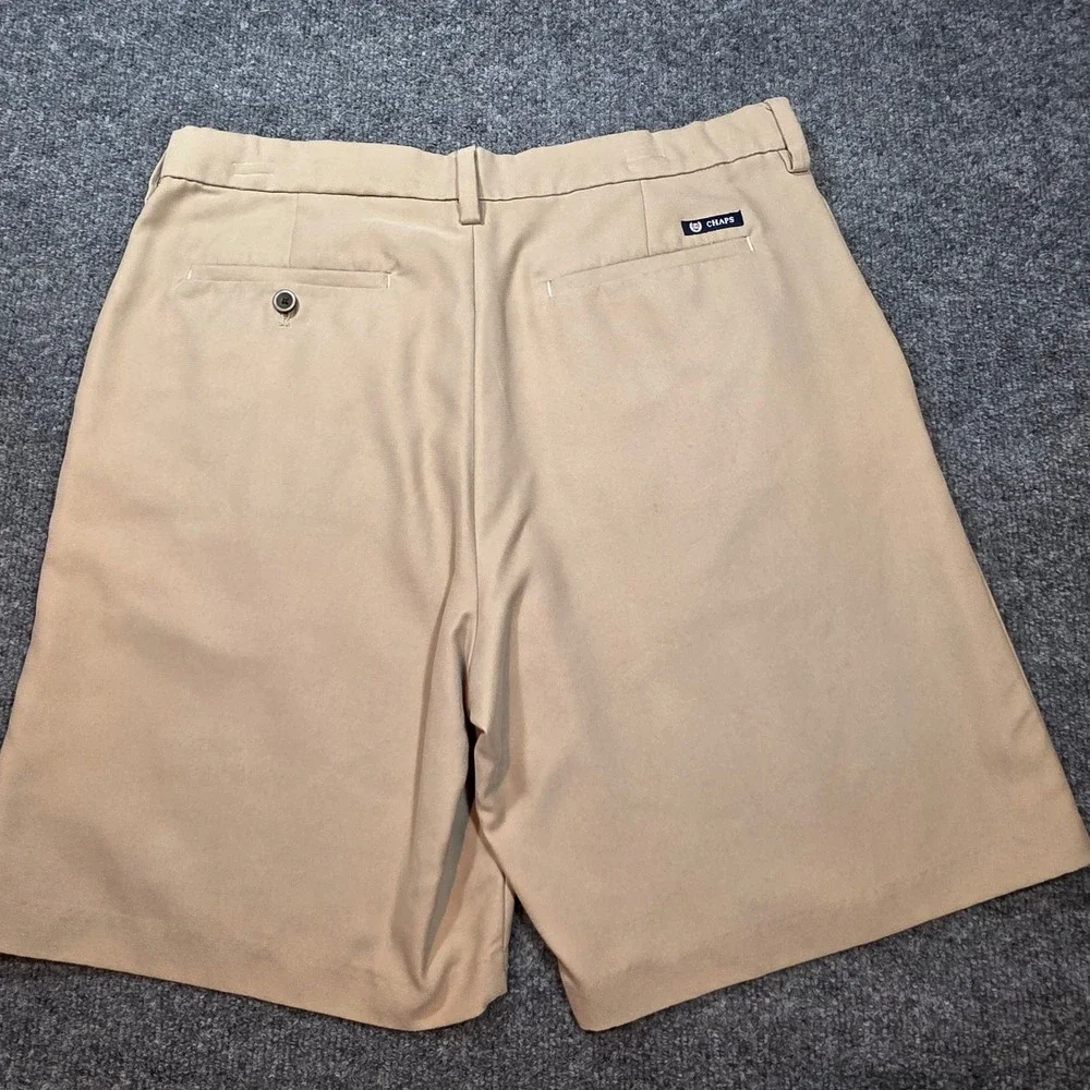 Chaps Mens Tan Khaki Flat Front Golf Shorts Size 34 Preppy Flat Front Casual